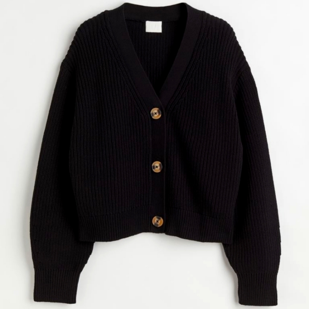 Relaxed-fit cropped cardigan sweater, NWT